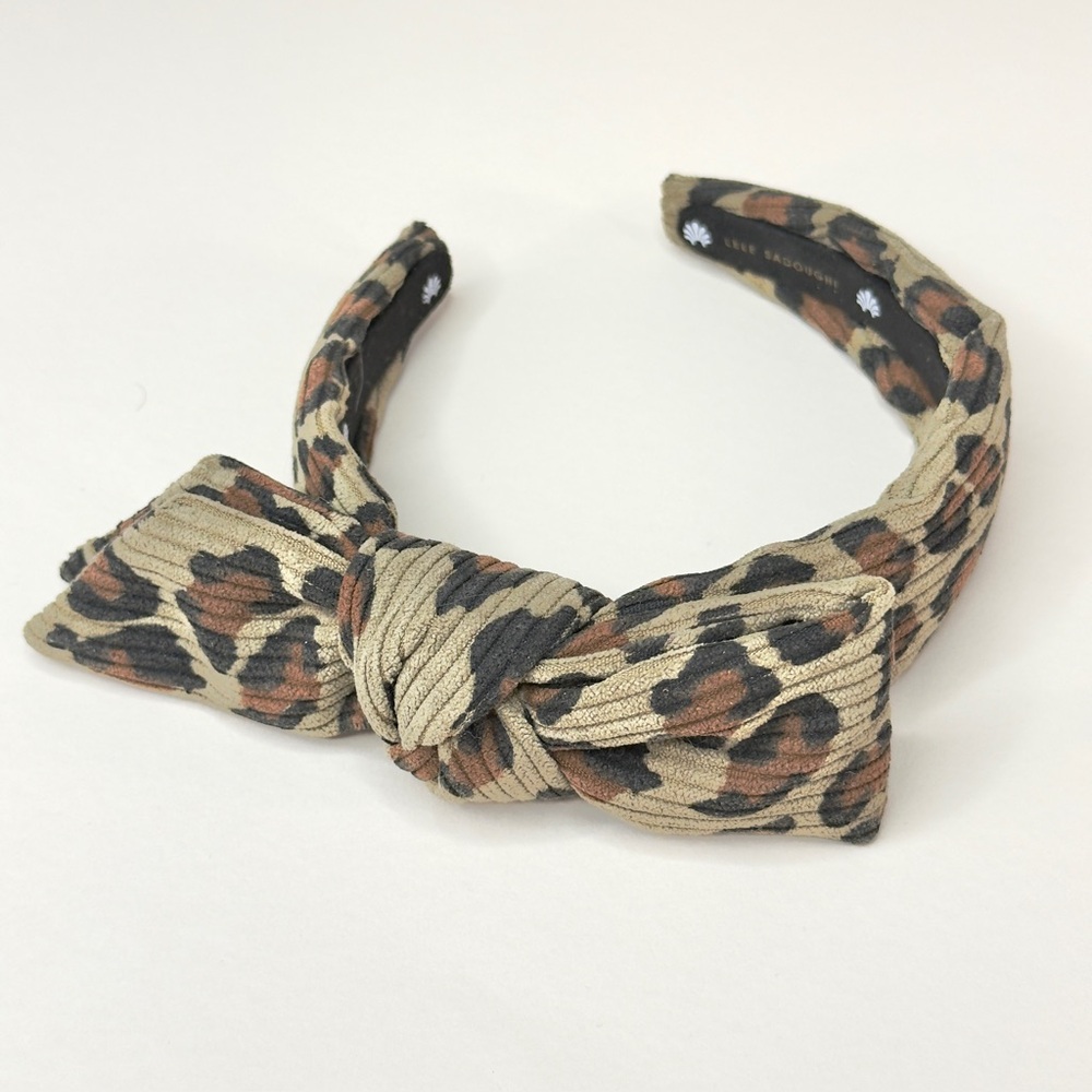 Lele Sadoughi Tan and Brown Leopard Knot Headband
